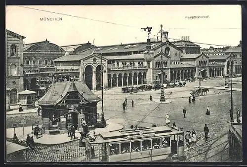 AK München, Hauptbahnhof, Strassenbahn