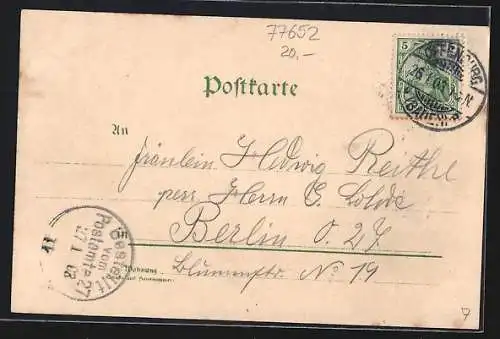 Lithographie Offenburg, Krieger-Denkmal, Kirche, Rheinischer Hof, Totalansicht des Ortes