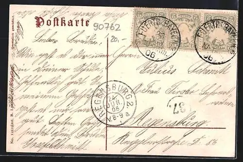 AK Fürth i. B., Blick auf den Ort, Passepartout mit küssenden Kindern