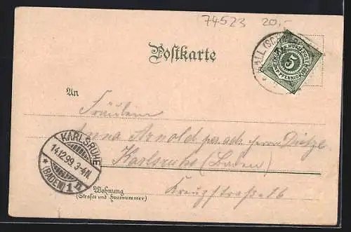 Lithographie Schwäbisch Hall, Comburg, Soolbad, Ortsansicht