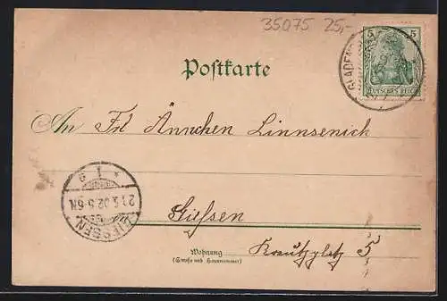 AK Gladenbach, Strassenpartie mit Berg, Strassenpartie mit Torblick