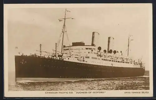 AK Passagierschiff SS Duchess of Bedford der Canadian Pacific
