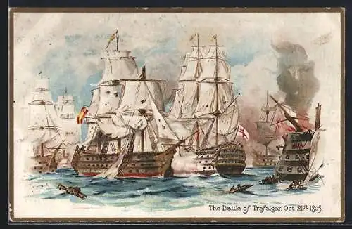 AK The Battle of Trafalgar, Kriegsschiffe