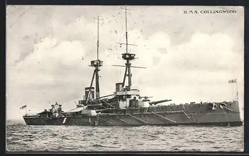 AK HMS Collingwood auf See