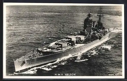 AK Britisches Kriegsschiff HMS Nelson aus der Vogelschau
