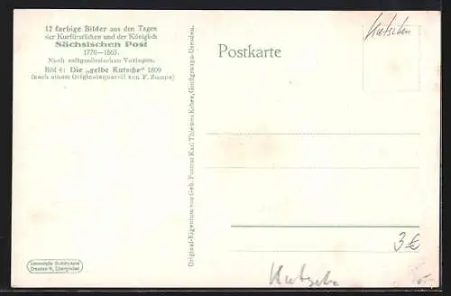 AK die gelbe Kutsche der sächsischen Post