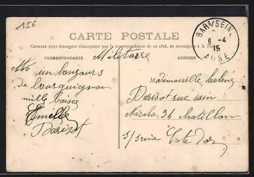 AK Bar-sur-Seine, Eisenbahn fährt im Bahnhof ein