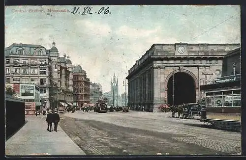 AK Newcastle, Central Station, Strassenbahn