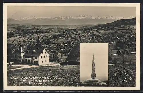 AK Forch, Gasthaus u. Restaurant zum Wassberg, Bes. A. Bosshard, Forchdenkmal