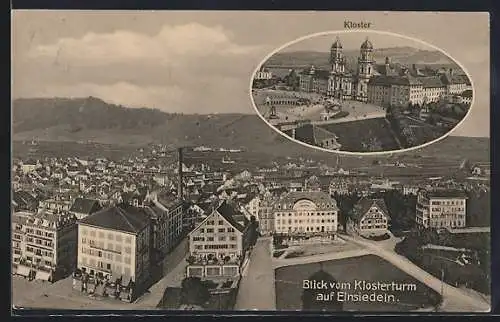 AK Einsiedeln, Kloster, Blick vom Klosterturm auf den Ort