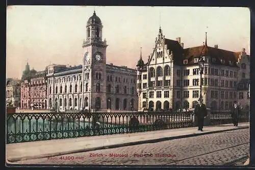 AK Zürich, Post und Stadthaus