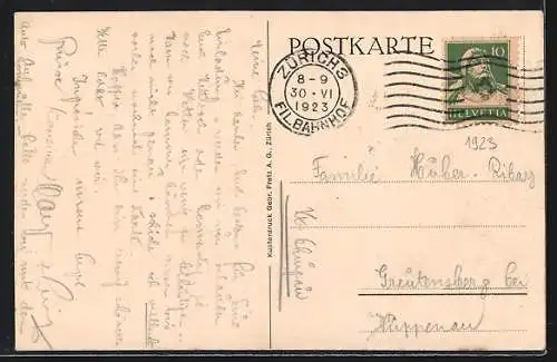 AK Zürich, Knabenmusikkapelle mit Instrumenten 1923