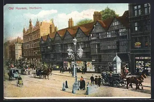 AK London, old House's Holborn, Geschäfte