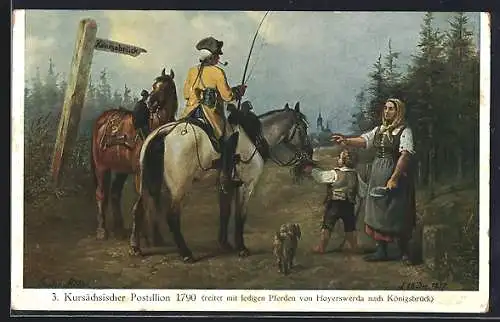 AK Kursächsischer Postillion um 1790 reitet nach Königsbrück
