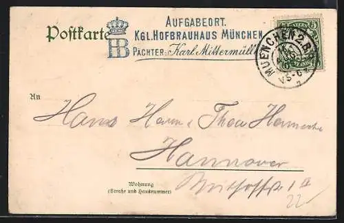 Lithographie München, Wandgemälde im Festsaal des Kgl. Hofbräuhauses