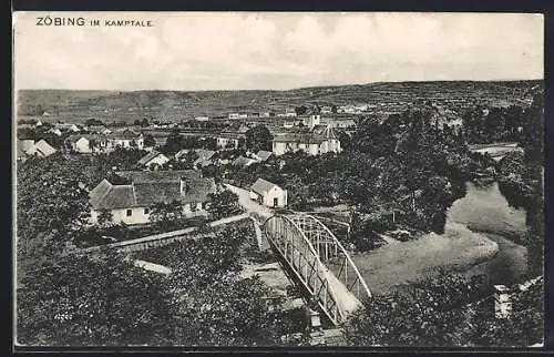 AK Zöbing am Kamp, Ortspartie mit Brücke