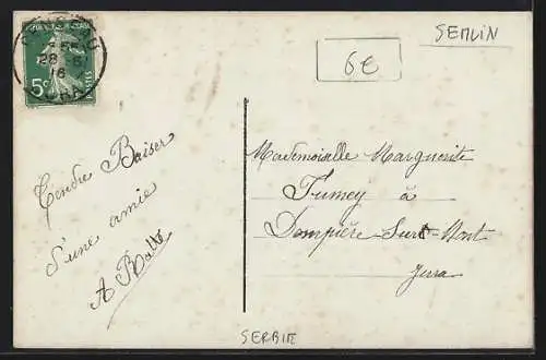 AK La Guerre, un canon serbe tirant sur Semlin, serbisches Geschütz