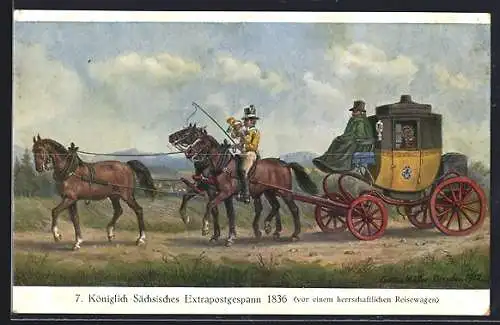 AK Königlich sächsisches Extrapostgespann