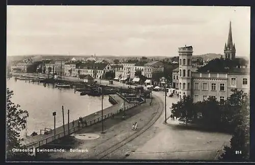 AK Ostseebad Swinemünde, Bollwerk aus der Vogelschau