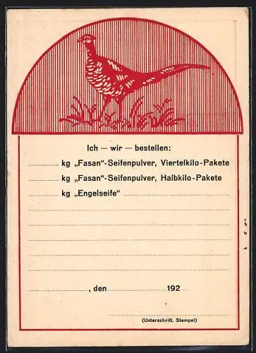 AK Schluckenau, Reklame für Fasan-Seifen der Fa. Wünsche AG