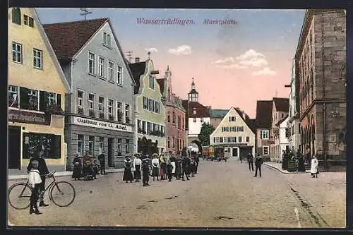 AK Wassertrüdingen, Gasthaus von G. Abel am Marktplatz