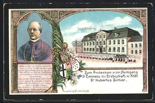 Lithographie Köln, Heimgang Sr. Eminenz des Erzbischofs zu Köln Dr. Hubertus Simar