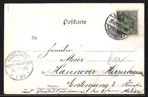 AK Hamburg-Blankenese, Süllberg im Passepartout mit Dampfer und Segelbooten