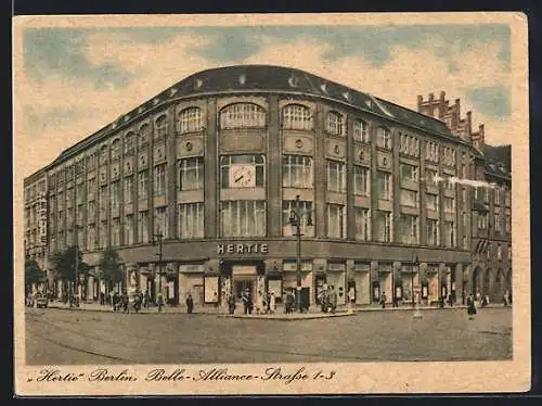 AK Berlin-Kreuzberg, Kaufhaus Hertie, Belle-Alliance-Strasse 1-3