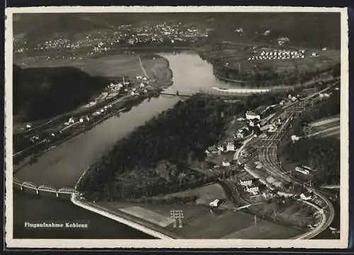 AK Koblenz, Totalansicht, Fliegeraufnahme