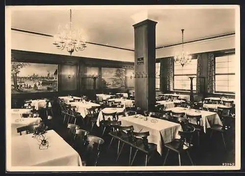 AK Mannheim, Restaurant Stadtschänke, Innenansicht