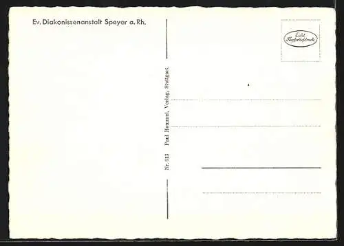 AK Speyer a. Rh., Ev. Diakoissenanstalt, Krankenhaus mit Grünanlage