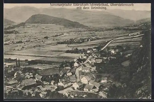 AK Wörschach /Obersteiermark, Blick auf den Ort mit dem Grimming