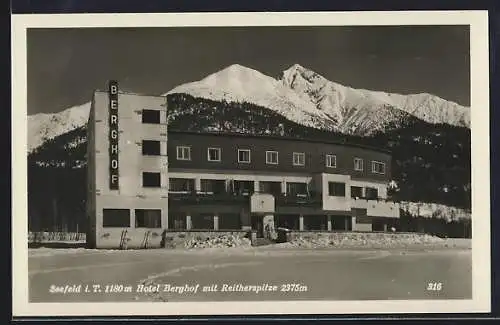 AK Seefeld i. T., Hotel Berghof mit Reitherspitze