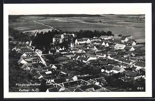 AK Kattau /N.-Ö., Fliegeraufnahme des Ortes