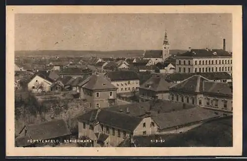 AK Fürstenfeld, Teilansicht mit Kirchturm