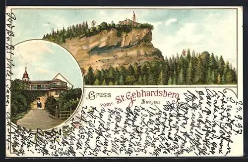 Lithographie Bregenz, St. Gebhardsberg-Restaurant