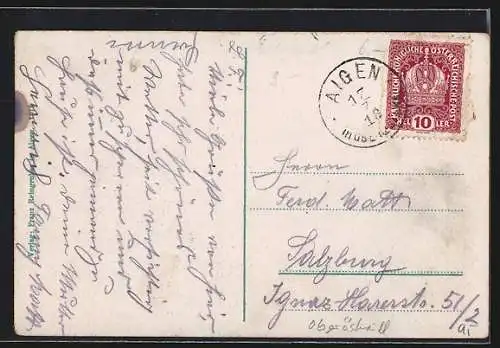 AK Aigen /Ob.-Öst., Gasthof Almesberger am Marktplatz