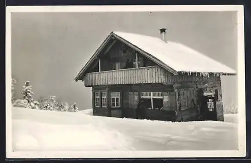 AK Bregenz, Alpengasthaus Pfänderspitze v. Anton Tripp im Winter
