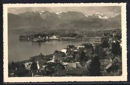 AK Gmunden, Ortsansicht mit Höllengebirge