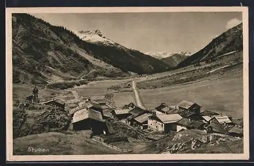AK Stuben am Arlberg, Ortsansicht am Scesaplana
