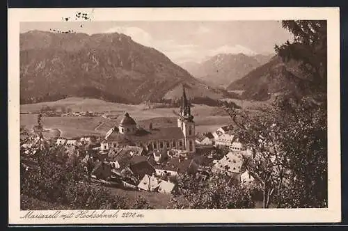 AK Mariazell, Blick auf den Ort mit Hochschwab