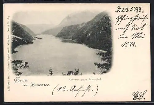 AK Achenkirch /Achensee, Blick auf den See mit Bergen