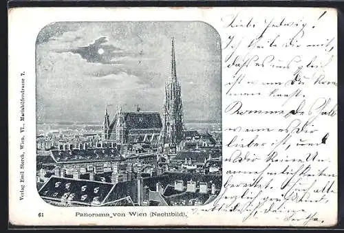 AK Wien, Blick auf den Stephansdom bei Nacht