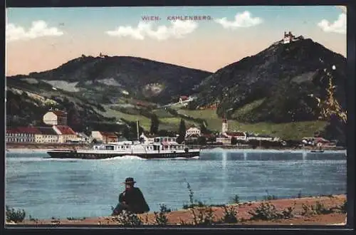 AK Wien, Kahlenberg mit Dampfer