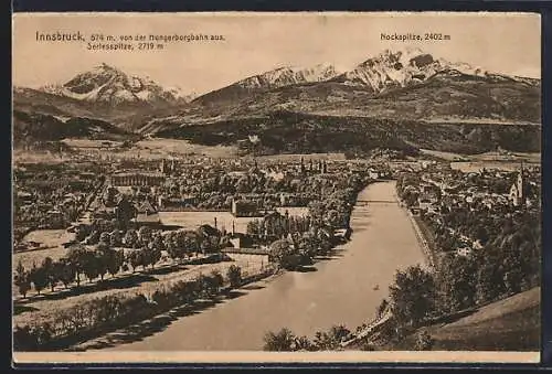 AK Innsbruck, Teilansicht von der Hungerburgbahn aus, Serlesspitze und Nockspitze