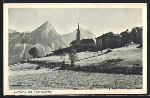 AK Lermoos, Ortspartie mit Sonnenspitze