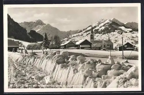 AK Riezlern, Ortspartie mit Widderstein und Heuberg