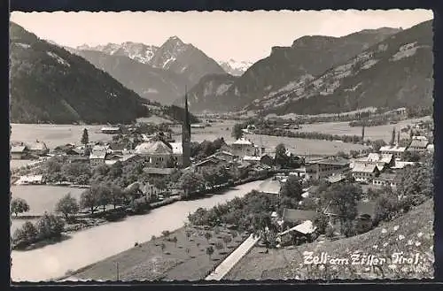 AK Zell am Ziller, Teilansicht mit Bergen