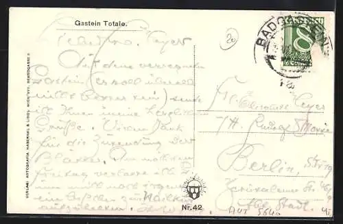 AK Gastein, Totalansicht mit Bergen