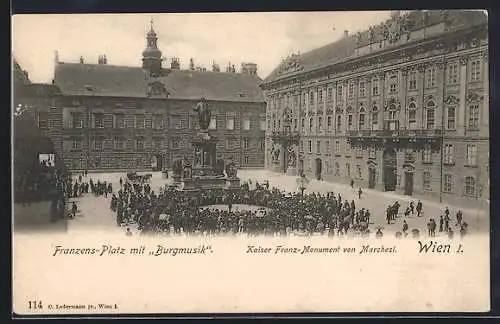 AK Wien, Franzens-Platz mit Burgmusik und Kaiser Franz-Monument von Marchesi